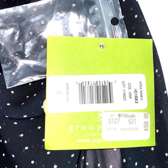 NWT Citrine Black Micro Polka Dot Tiered Ruffle Boatneck Blouse Size 12 - Picture 2 of 11
